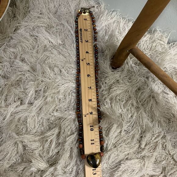 Handmade Tigers Eye-Goldstone-Hematite  Heart Necklace - Picture 11 of 11